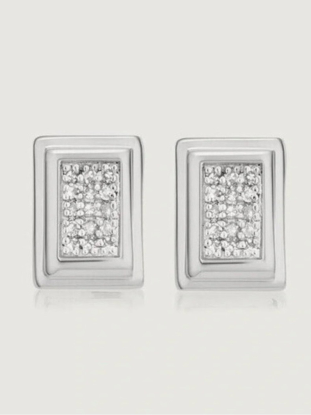 Monica Vinader Baja Deco Diamond Pave Stud Earrings Sterling Silver
